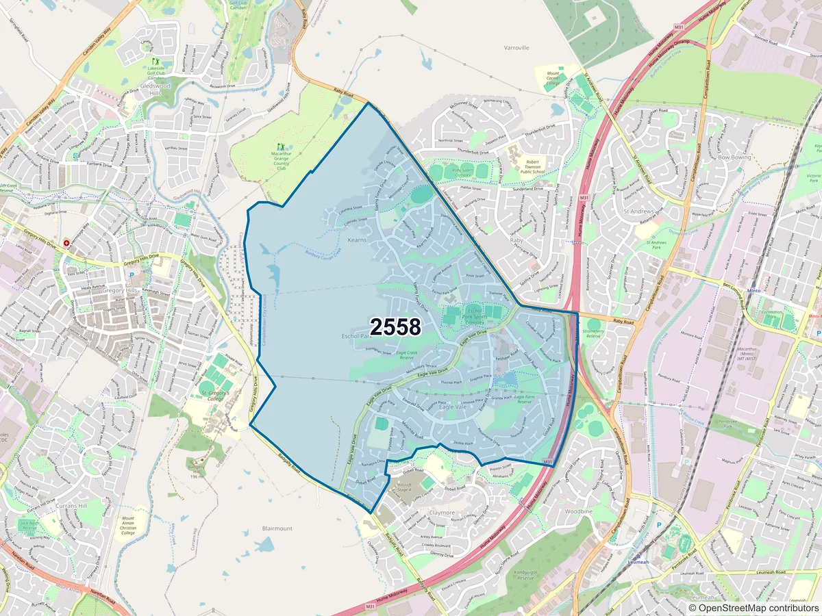 Map of postcode 2558 — Eagle Vale, NSW, Australia