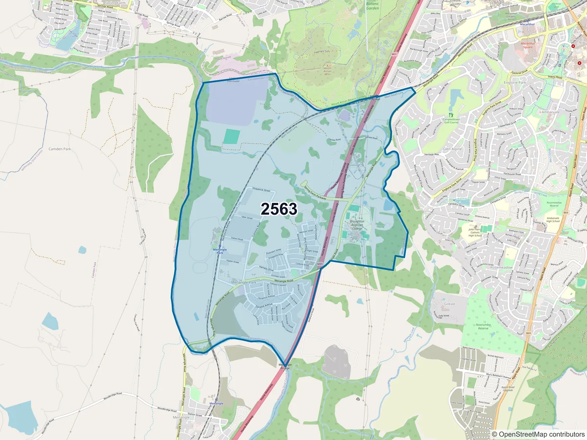 Map of postcode 2563 — Menangle Park, NSW, Australia