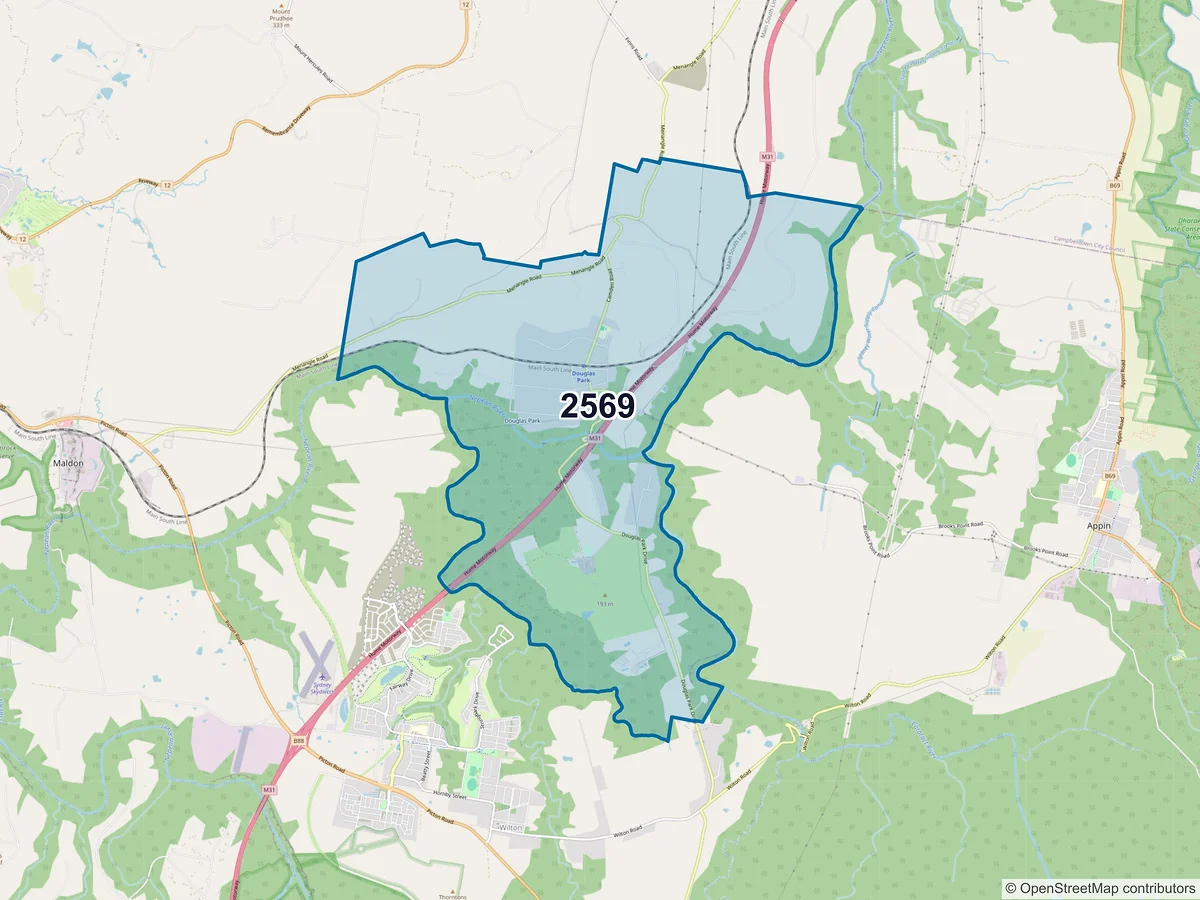 Map of postcode 2569 — Douglas Park, NSW, Australia