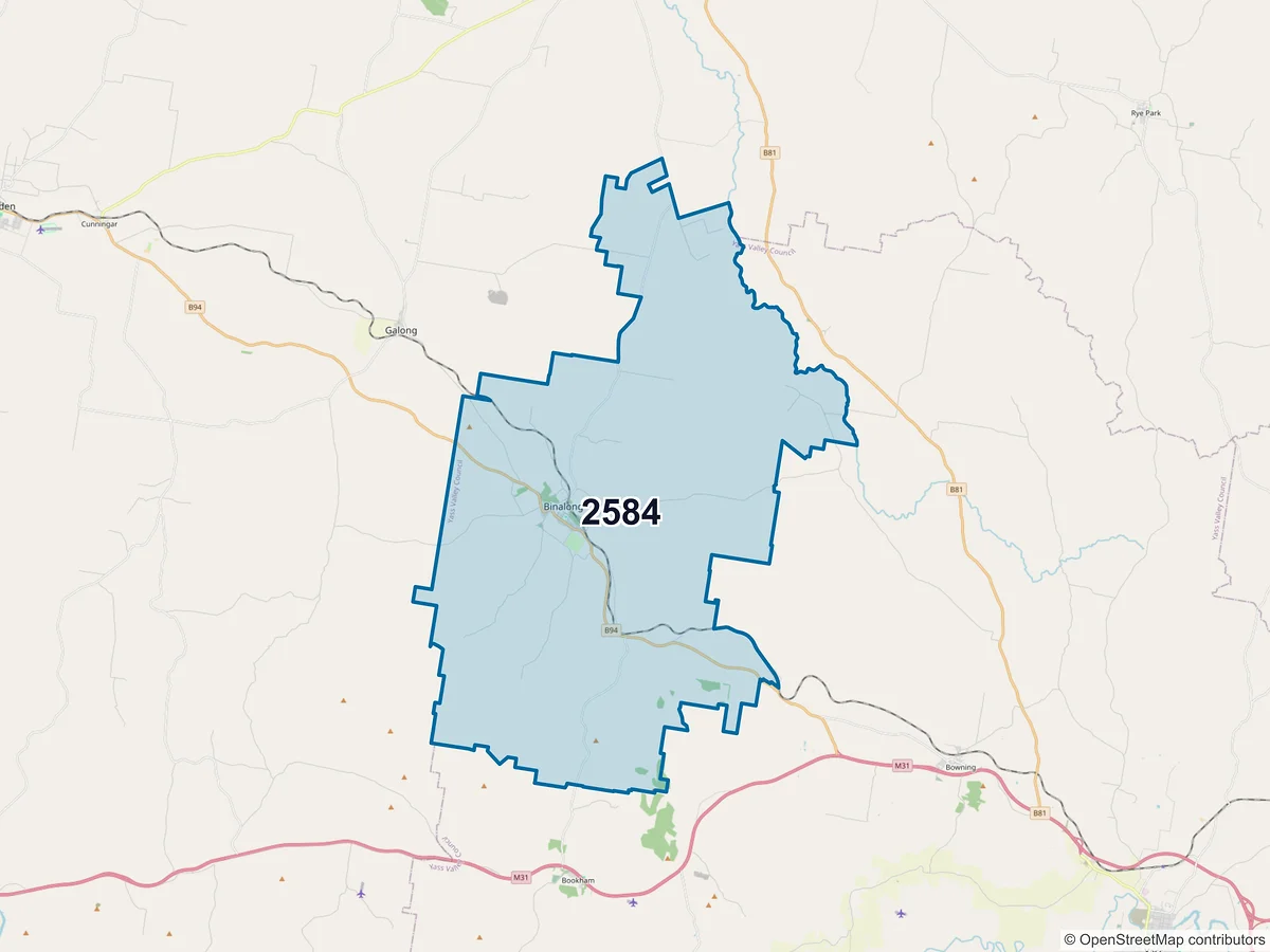 Map of postcode 2584 — Binalong, NSW, Australia