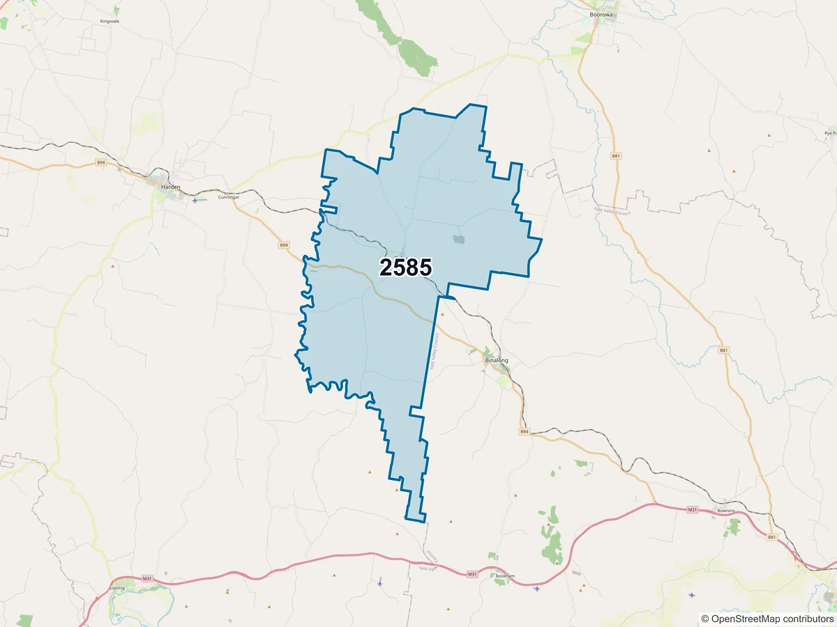 Map of postcode 2585 — Galong, NSW, Australia