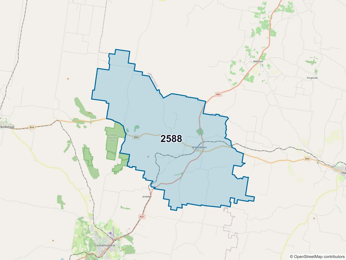 Map of postcode 2588 — Wallendbeen, NSW, Australia