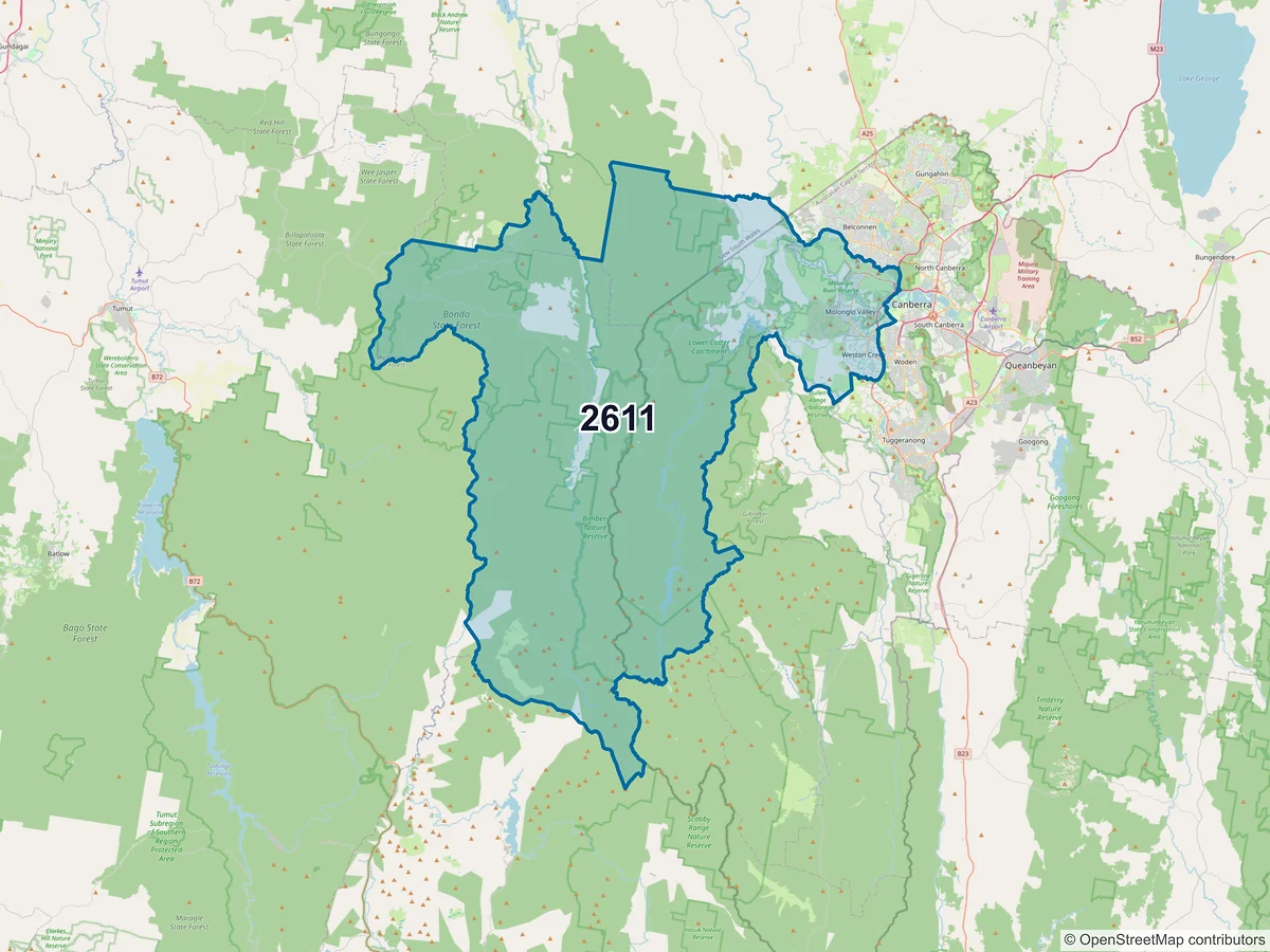 Map of postcode 2611 — Denman Prospect, ACT, Australia