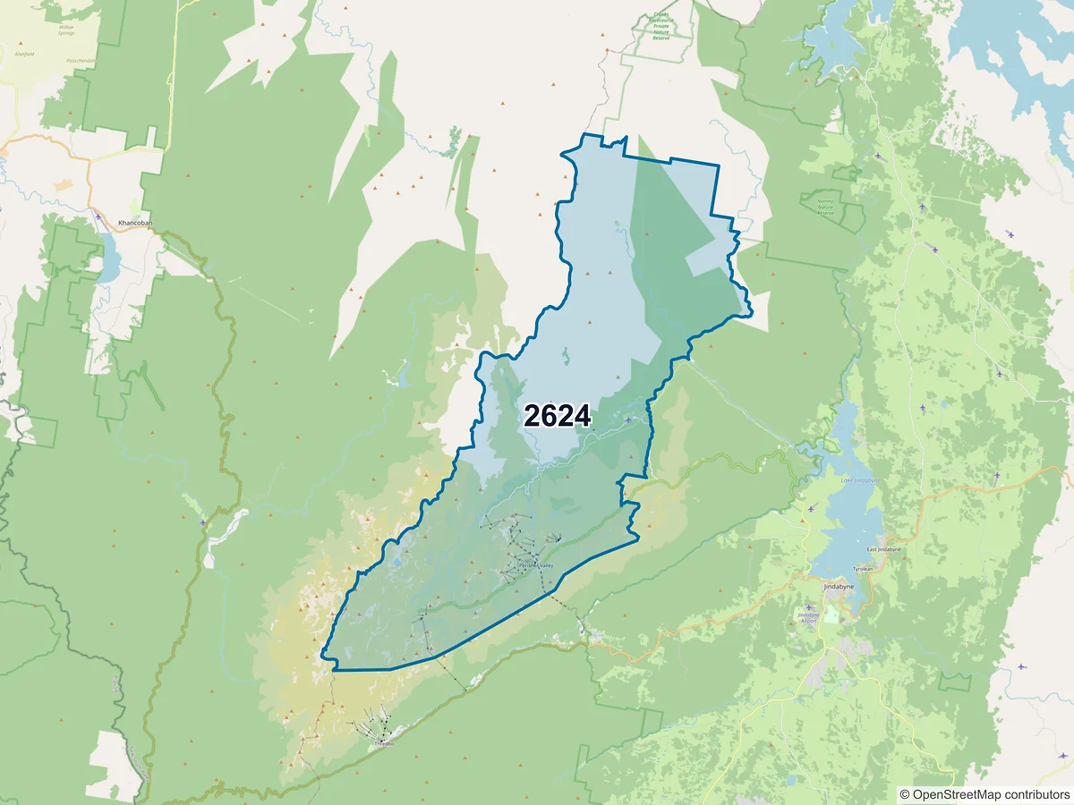 Map of postcode 2624 — Perisher Valley, NSW, Australia