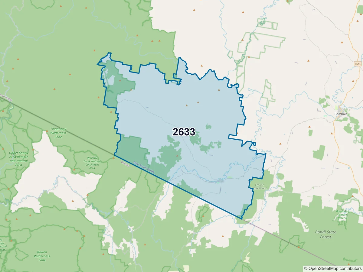 Map of postcode 2633 — Delegate, NSW, Australia