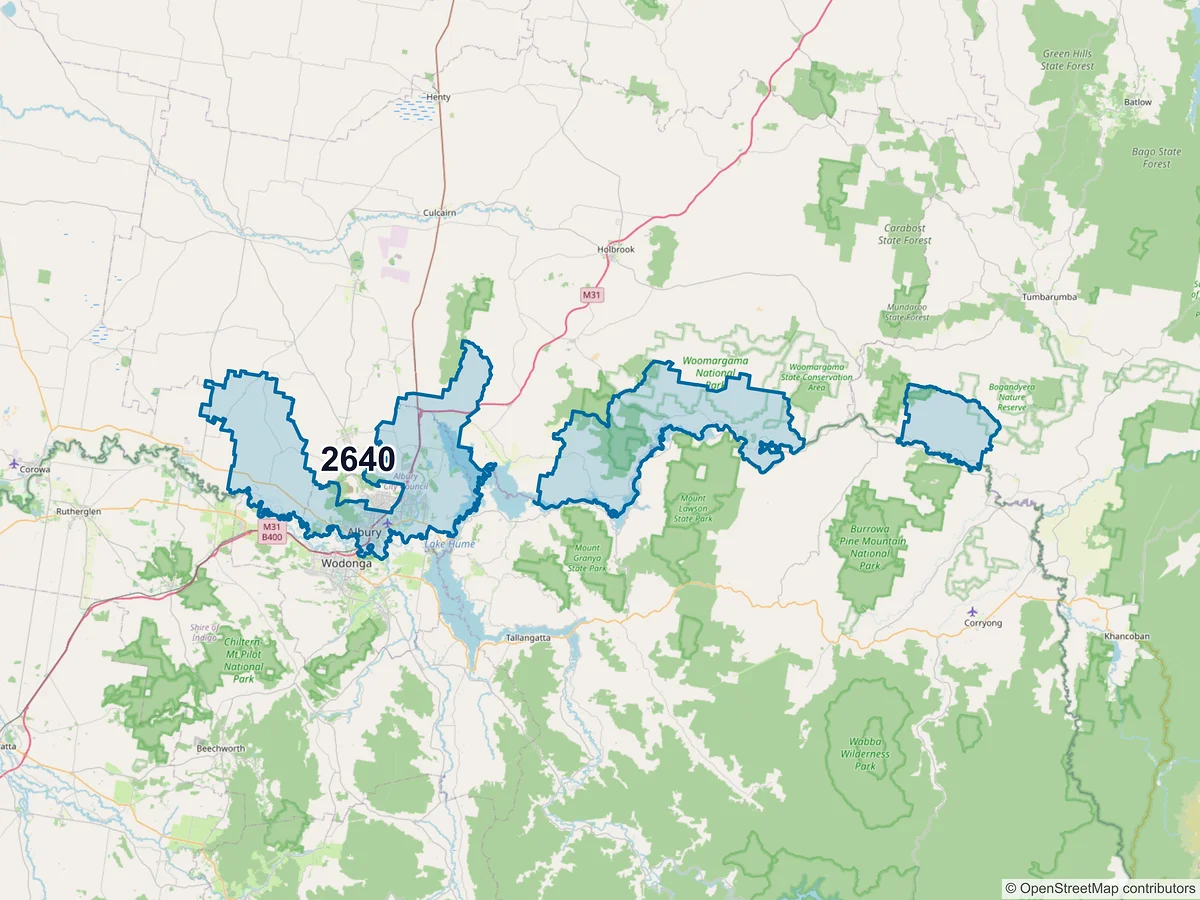Map of postcode 2640 — Thurgoona, NSW, Australia