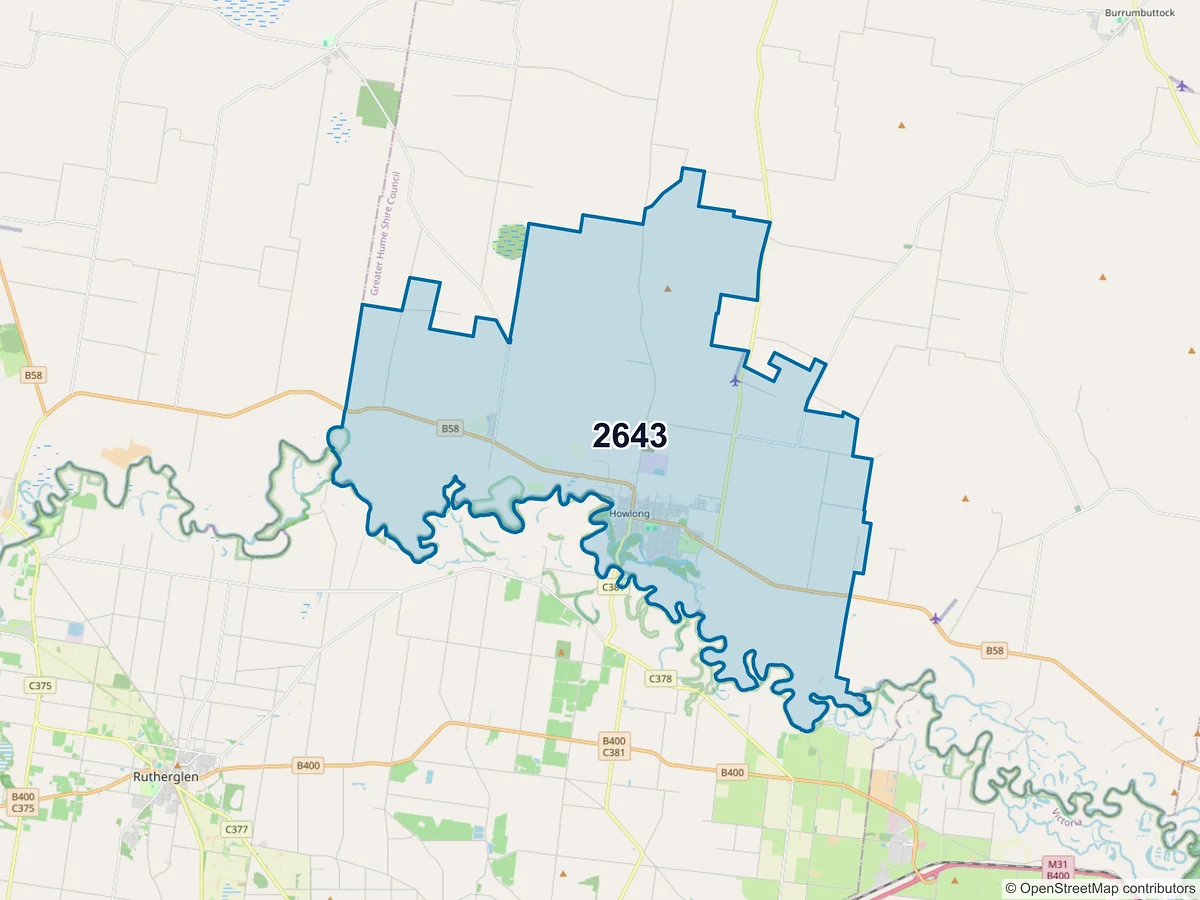 Map of postcode 2643 — Howlong, NSW, Australia