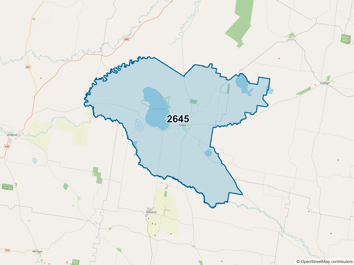 Map of postcode 2645 — Urana, NSW, Australia