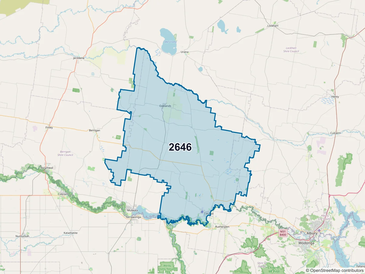Map of postcode 2646 — Corowa, NSW, Australia