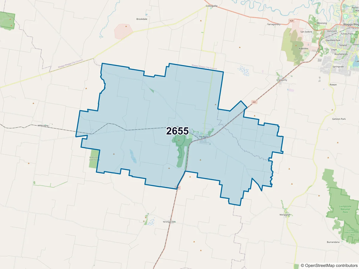 Map of postcode 2655 — The Rock, NSW, Australia