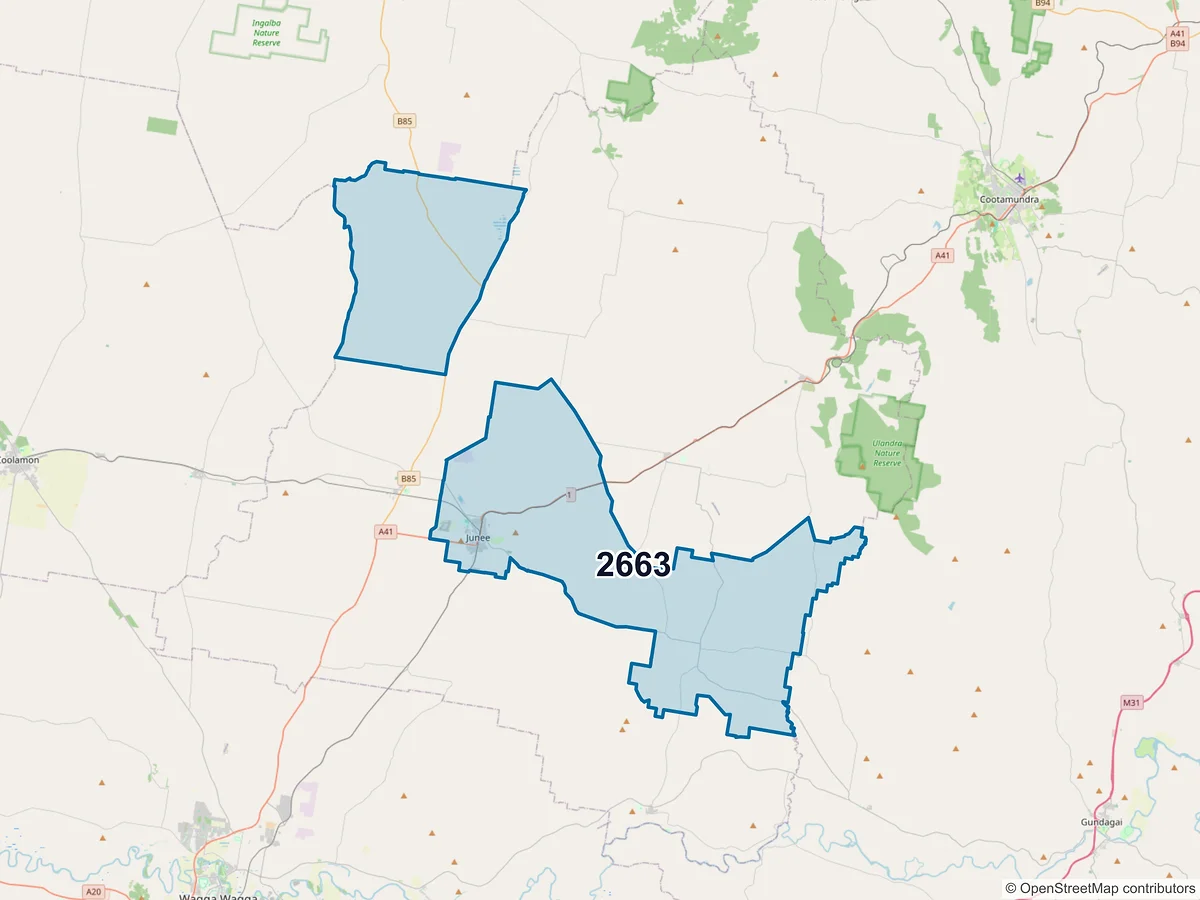 Map of postcode 2663 — Junee, NSW, Australia