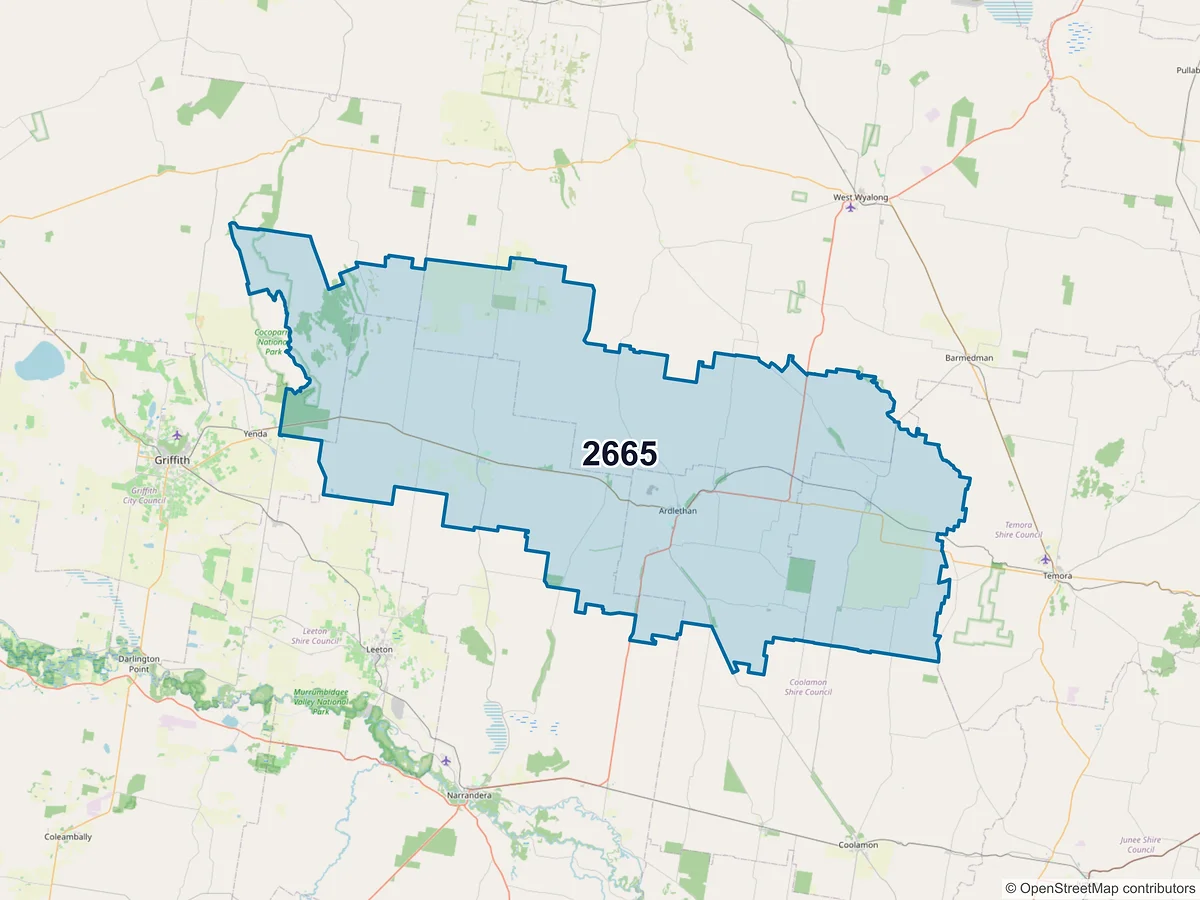 Map of postcode 2665 — Ariah Park, NSW, Australia