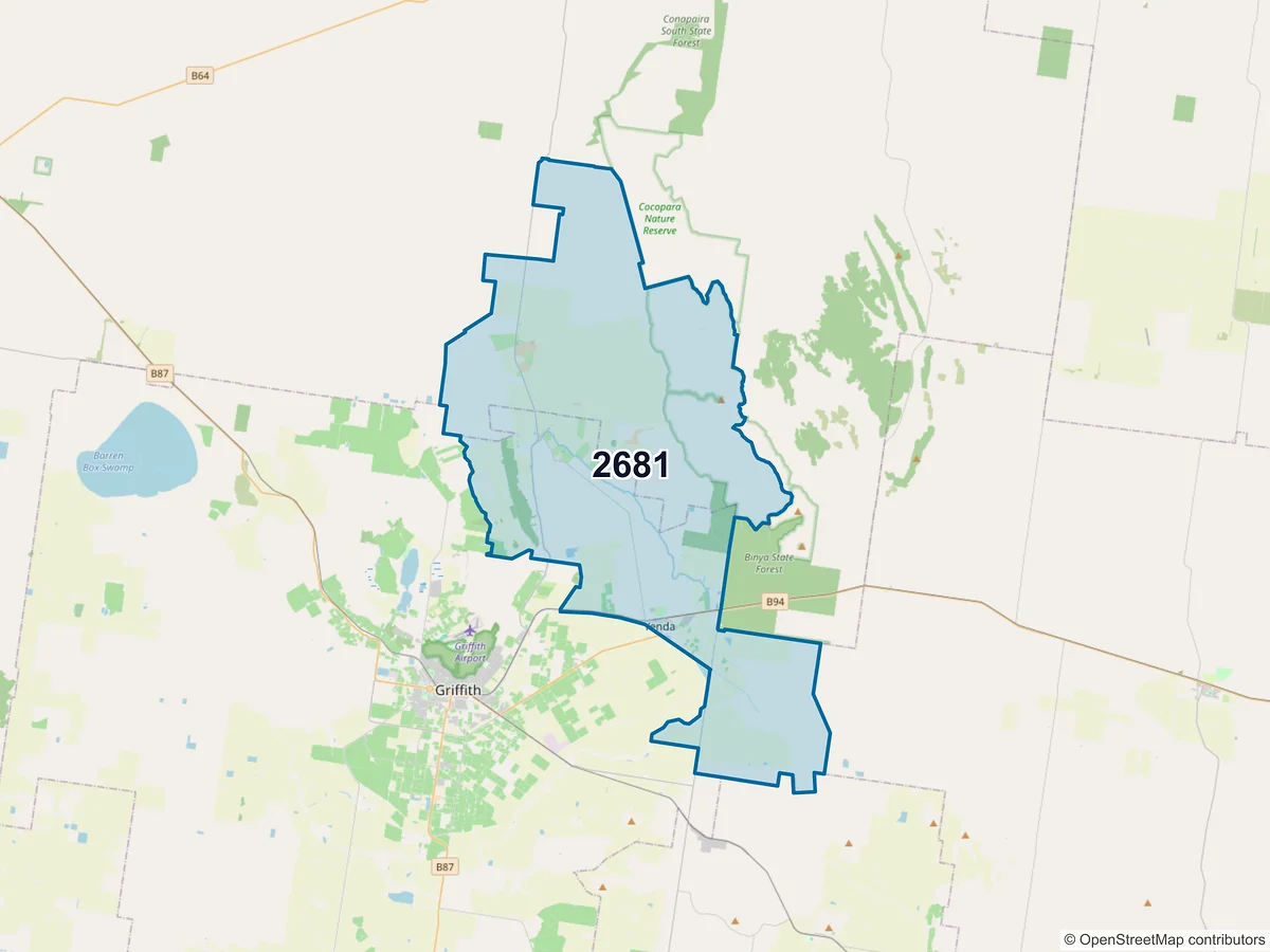 Map of postcode 2681 — Yenda, NSW, Australia
