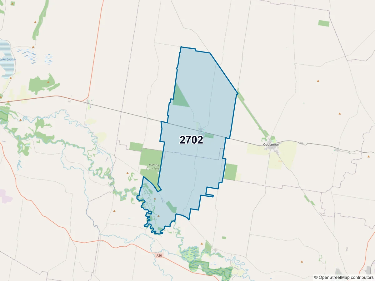 Map of postcode 2702 — Ganmain, NSW, Australia