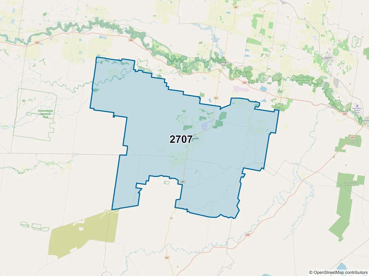 Map of postcode 2707 — Coleambally, NSW, Australia