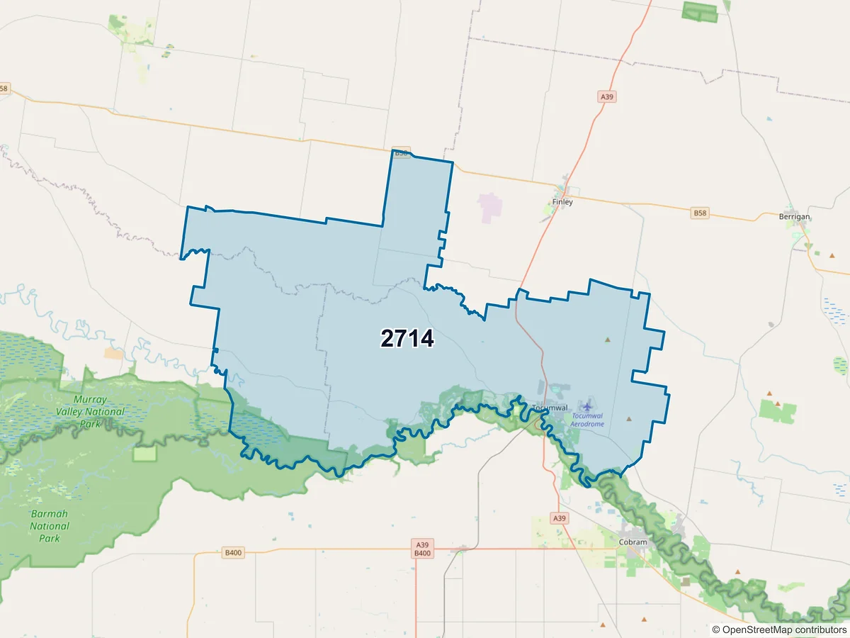 Map of postcode 2714 — Tocumwal, NSW, Australia