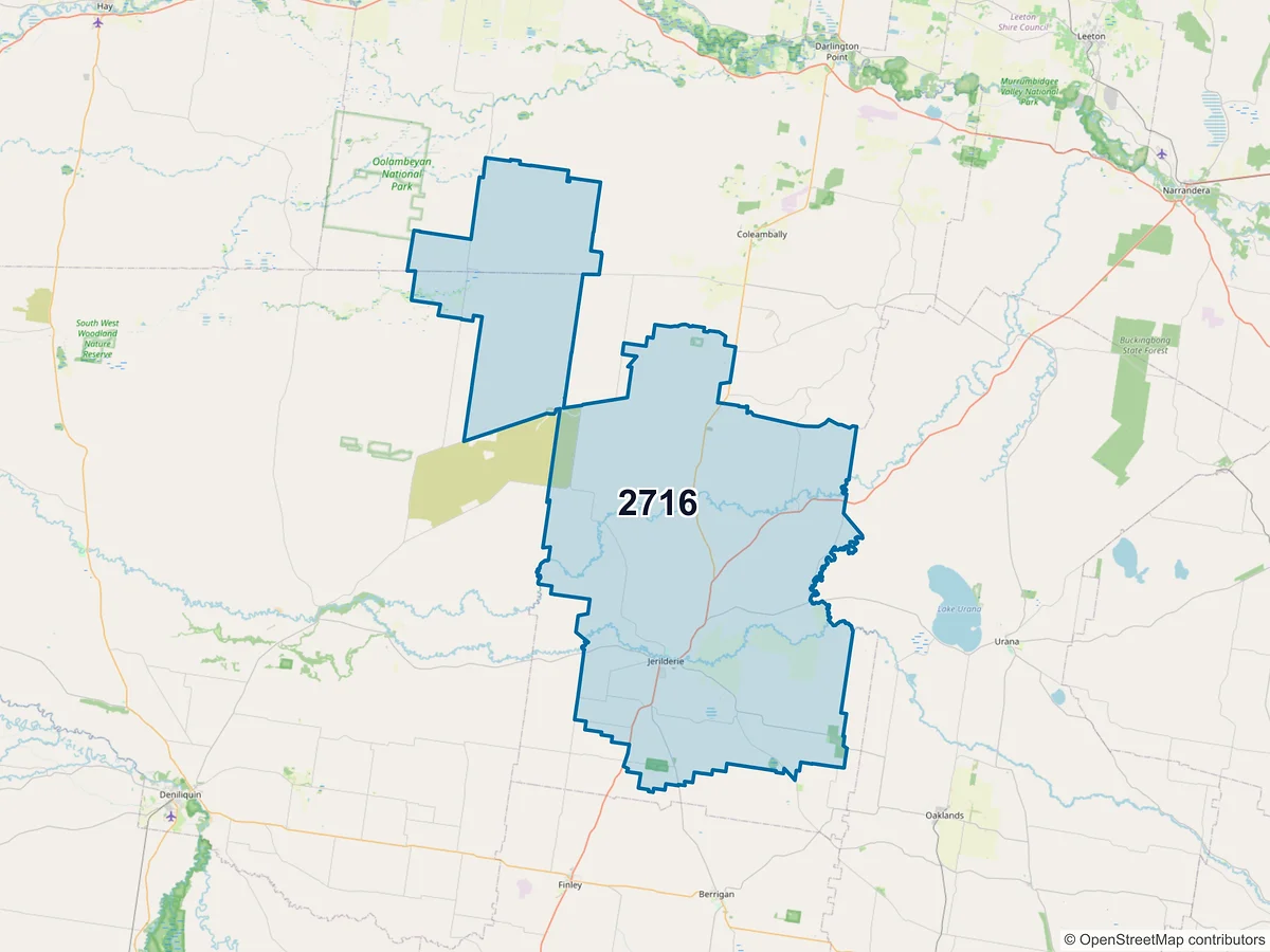 Map of postcode 2716 — Jerilderie, NSW, Australia
