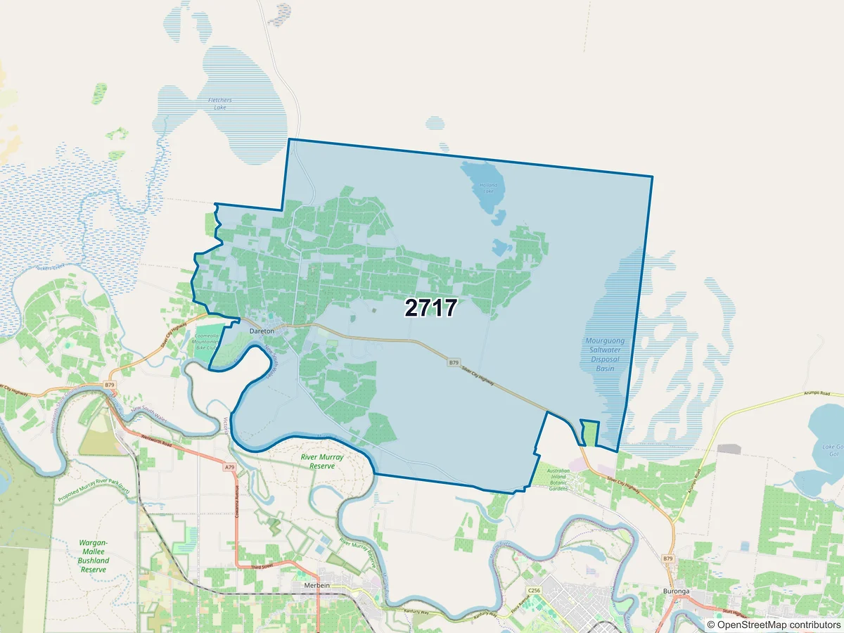 Map of postcode 2717 — Coomealla, NSW, Australia