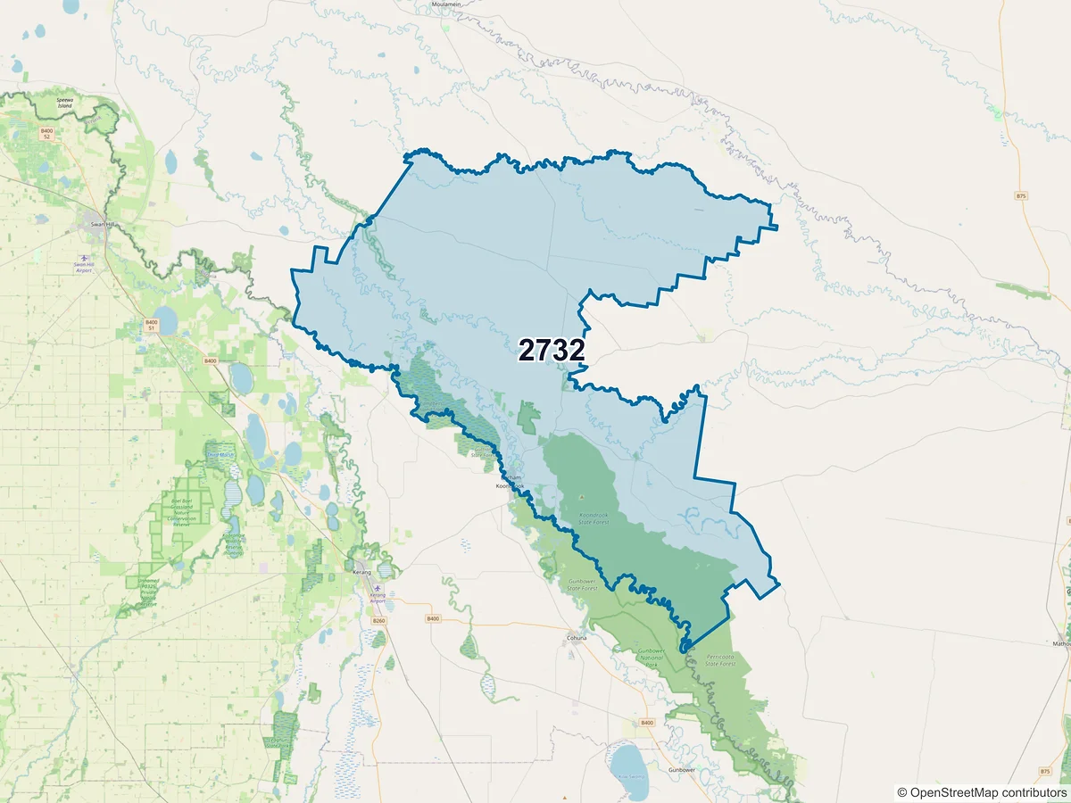 Map of postcode 2732 — Barham, NSW, Australia