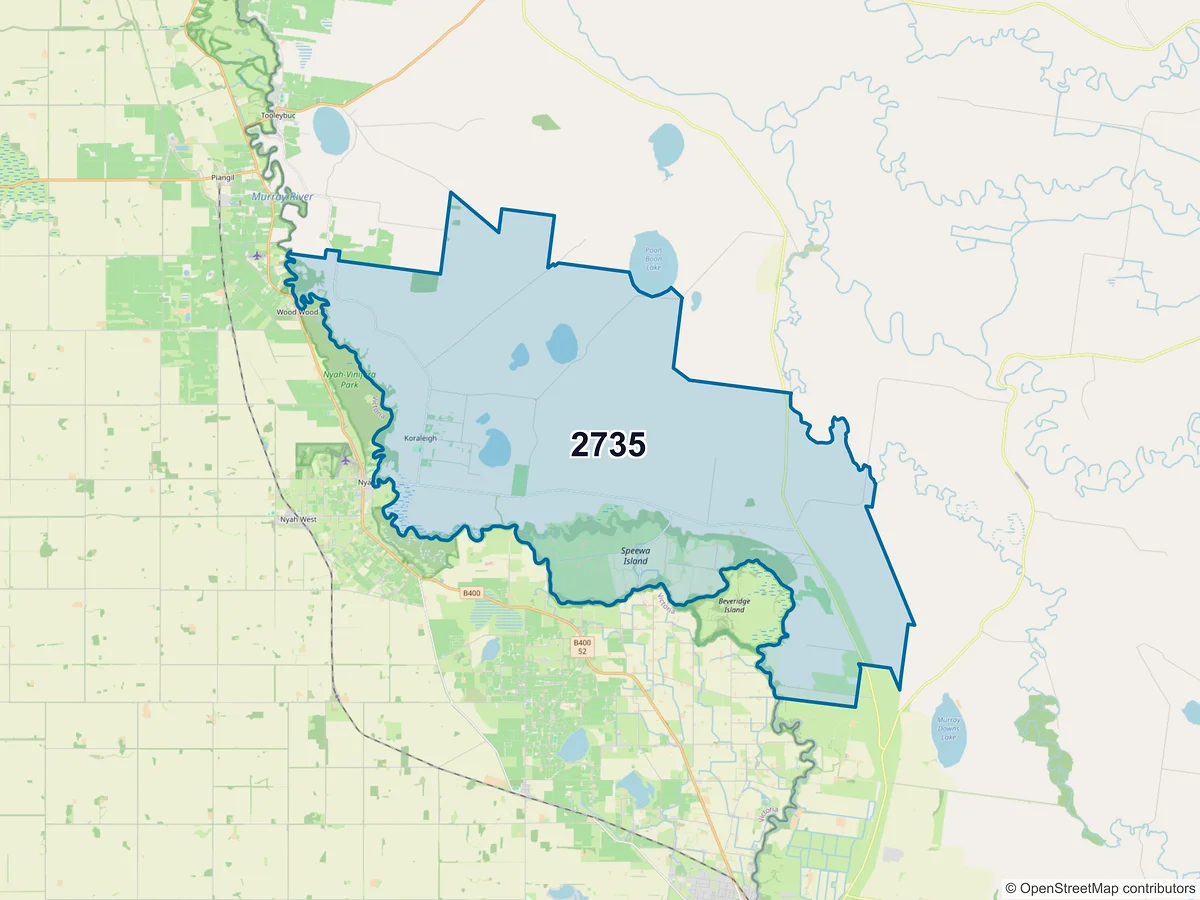 Map of postcode 2735 — Koraleigh, NSW, Australia