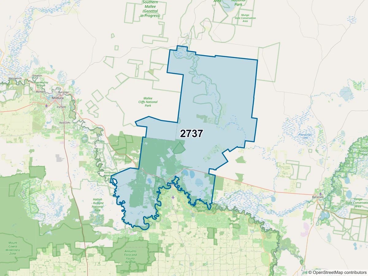 Map of postcode 2737 — Euston, NSW, Australia