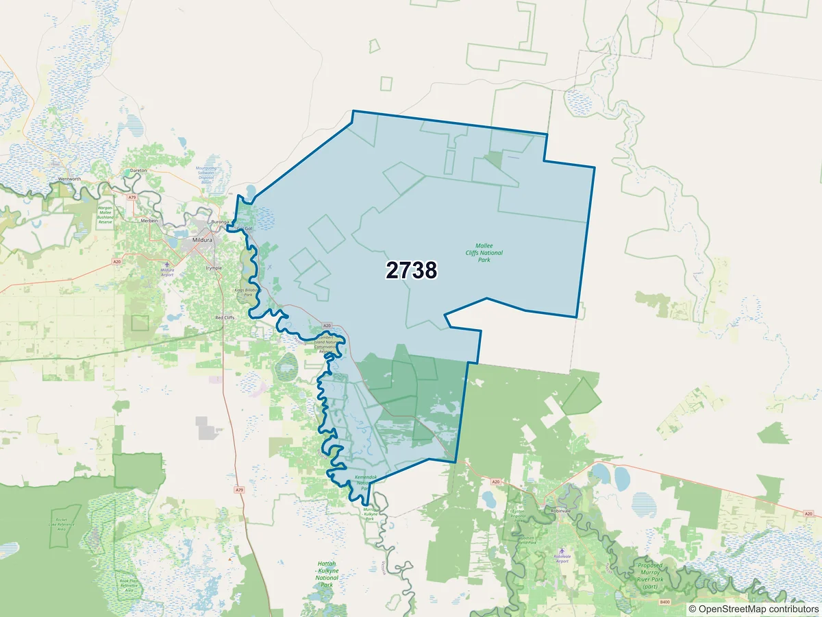 Map of postcode 2738 — Gol Gol, NSW, Australia