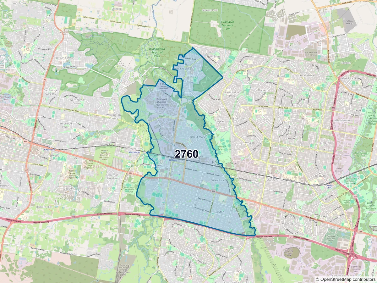 Map of postcode 2760 — St Marys, NSW, Australia