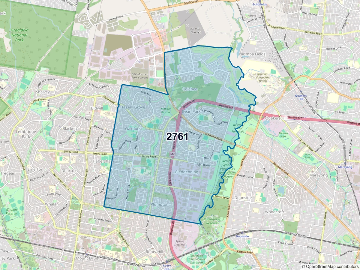 Map of postcode 2761 — Plumpton, NSW, Australia