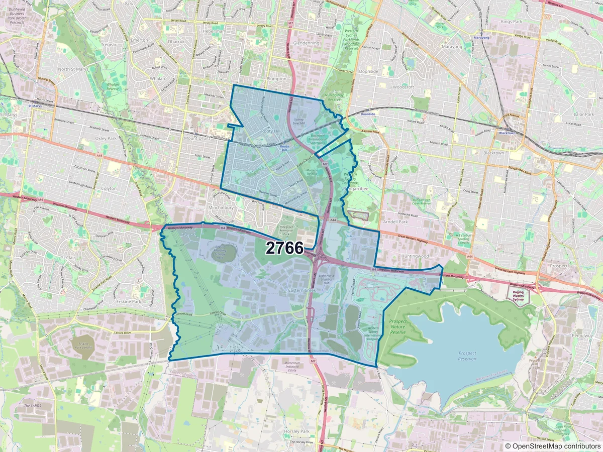 Map of postcode 2766 — Rooty Hill, NSW, Australia