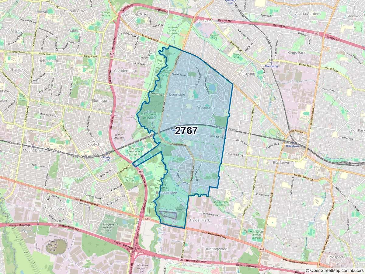 Map of postcode 2767 — Doonside, NSW, Australia
