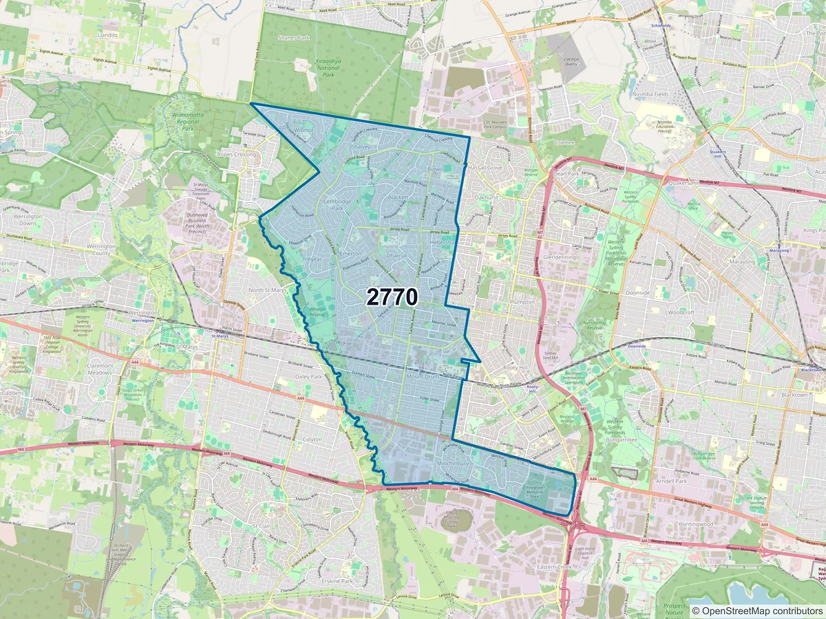 Map of postcode 2770 — Mount Druitt, NSW, Australia