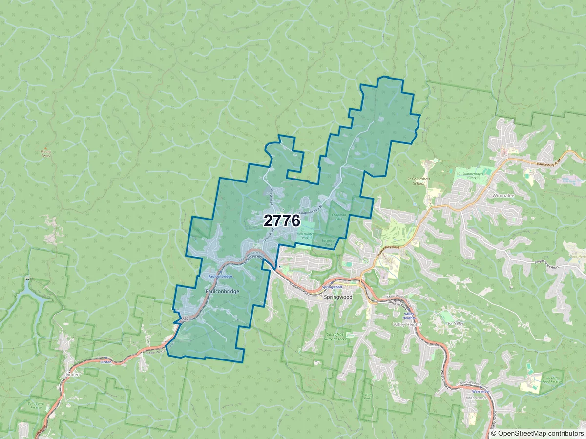 Map of postcode 2776 — Faulconbridge, NSW, Australia