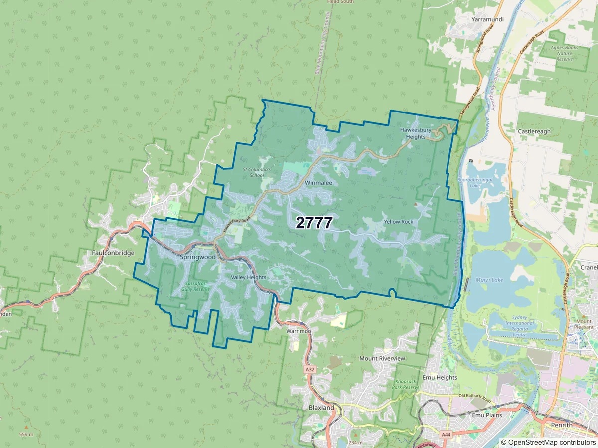 Map of postcode 2777 — Springwood, NSW, Australia