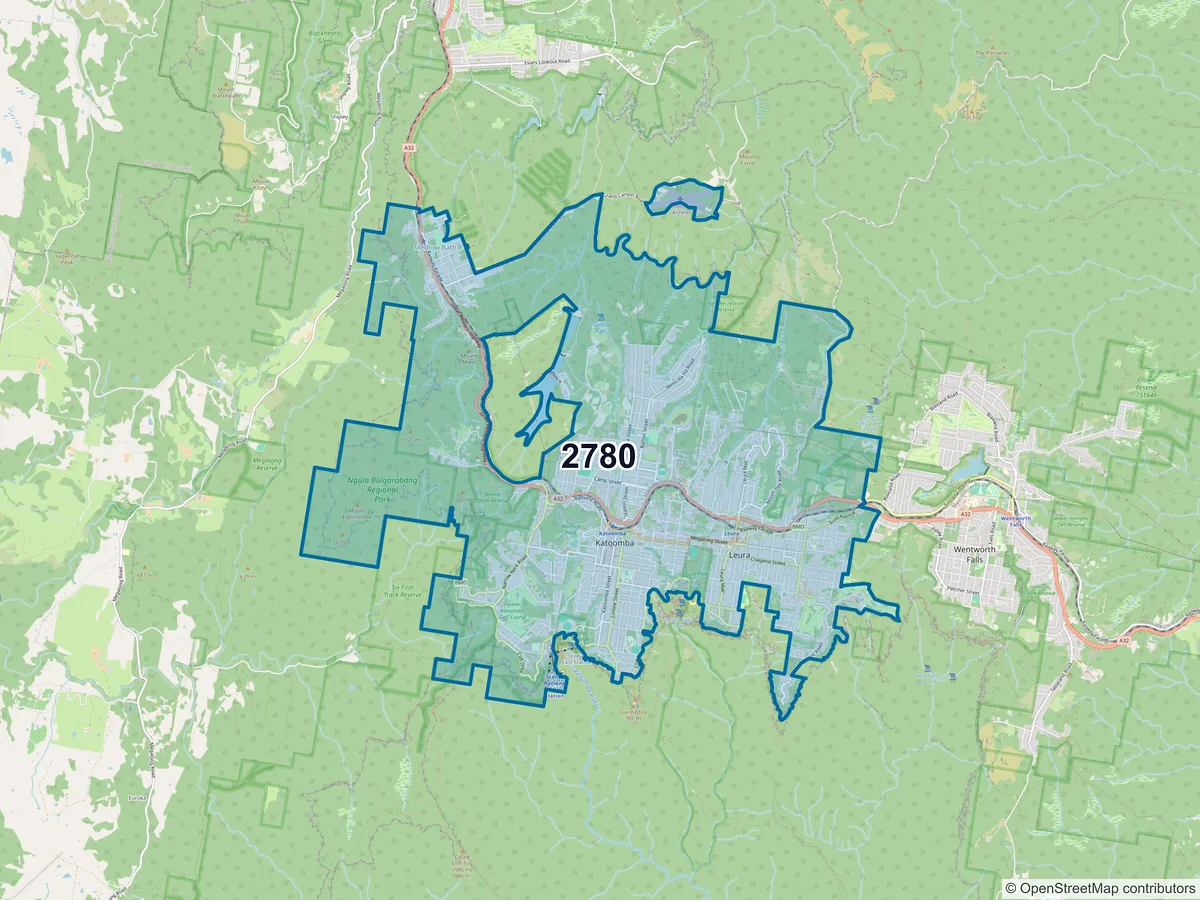 Map of postcode 2780 — Katoomba, NSW, Australia