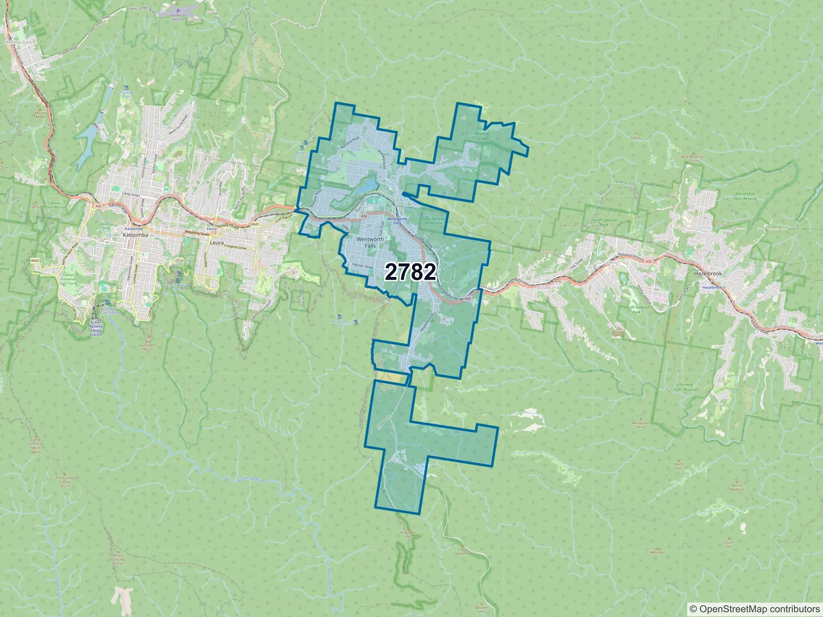 Map of postcode 2782 — Wentworth Falls, NSW, Australia