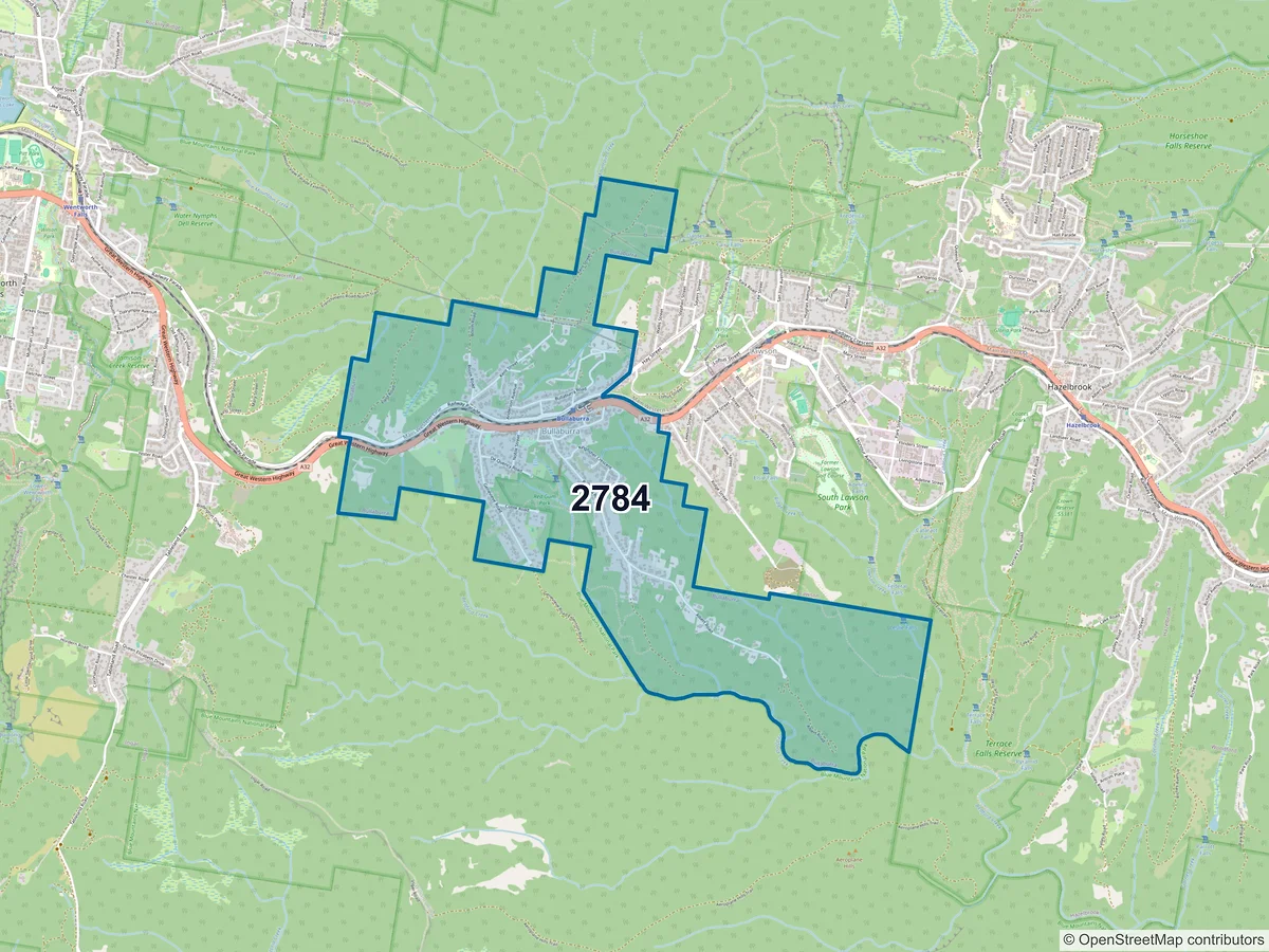 Map of postcode 2784 — Bullaburra, NSW, Australia