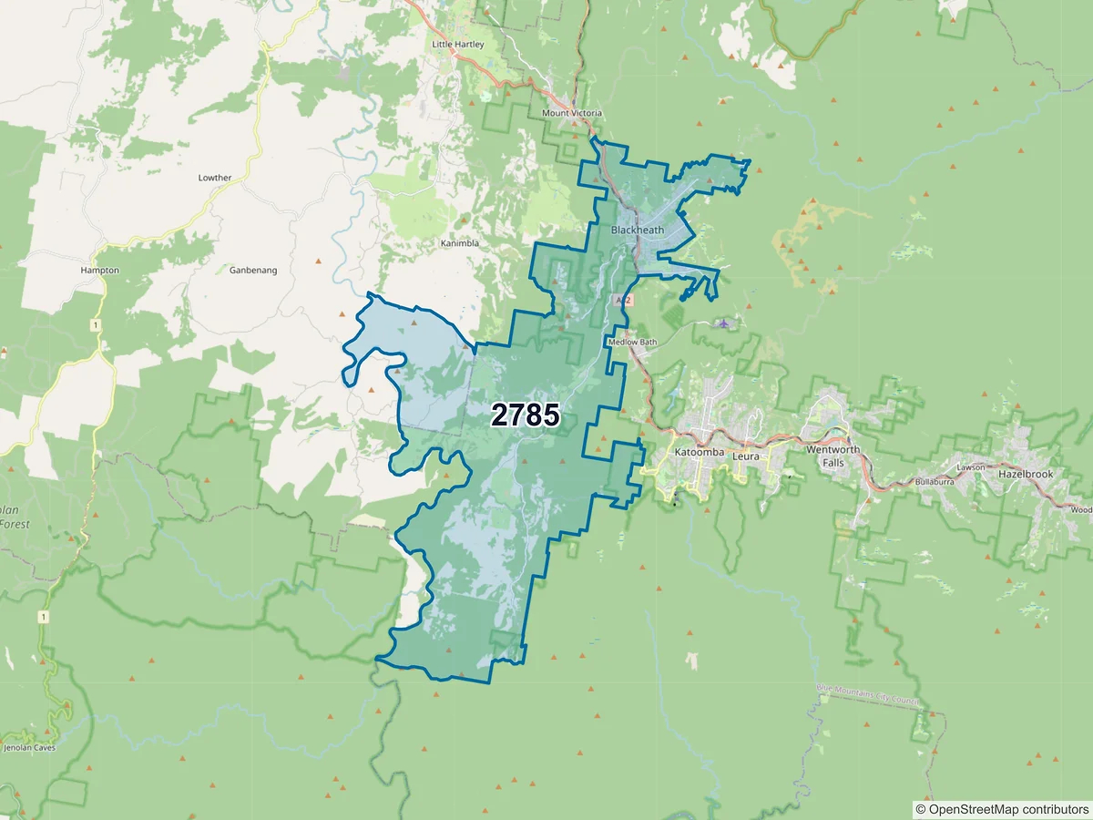 Map of postcode 2785 — Blackheath, NSW, Australia