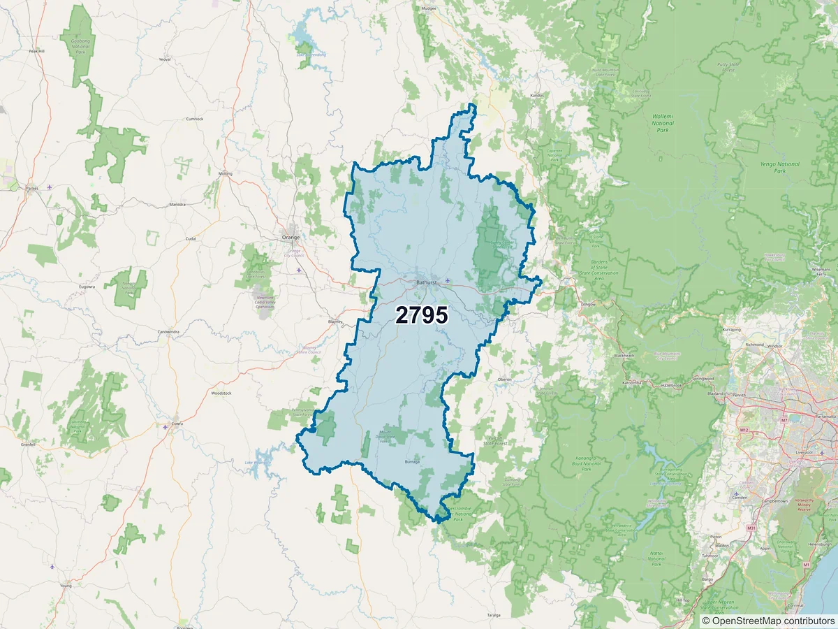 Map of postcode 2795 — Bathurst, NSW, Australia