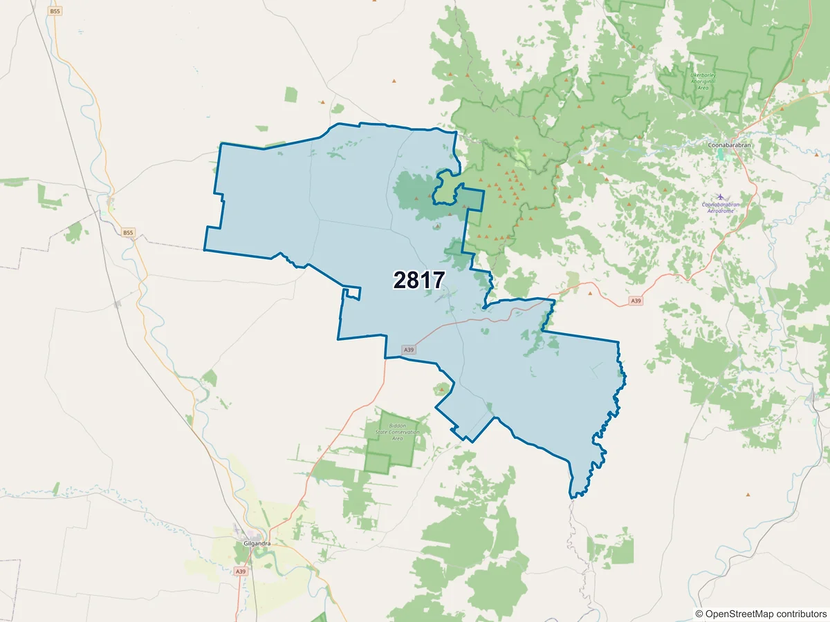 Map of postcode 2817 — Tooraweenah, NSW, Australia