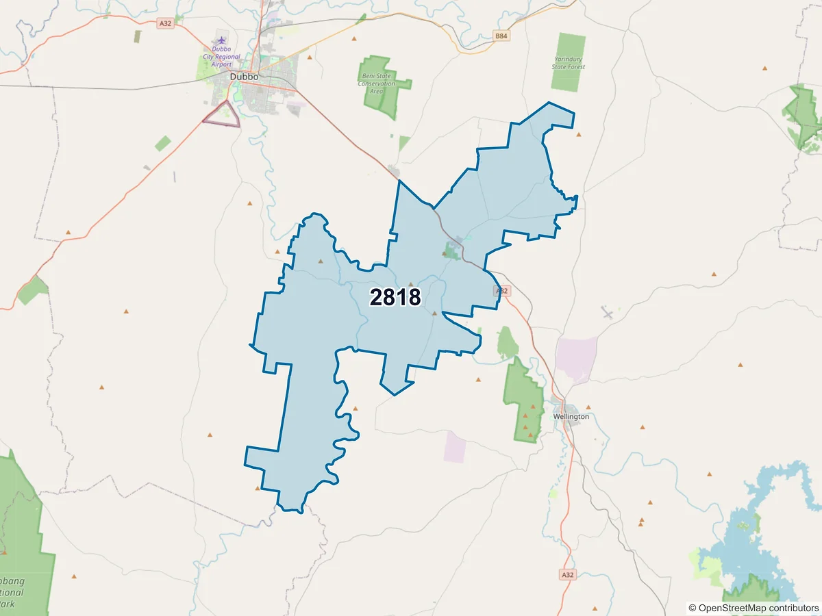 Map of postcode 2818 — Geurie, NSW, Australia