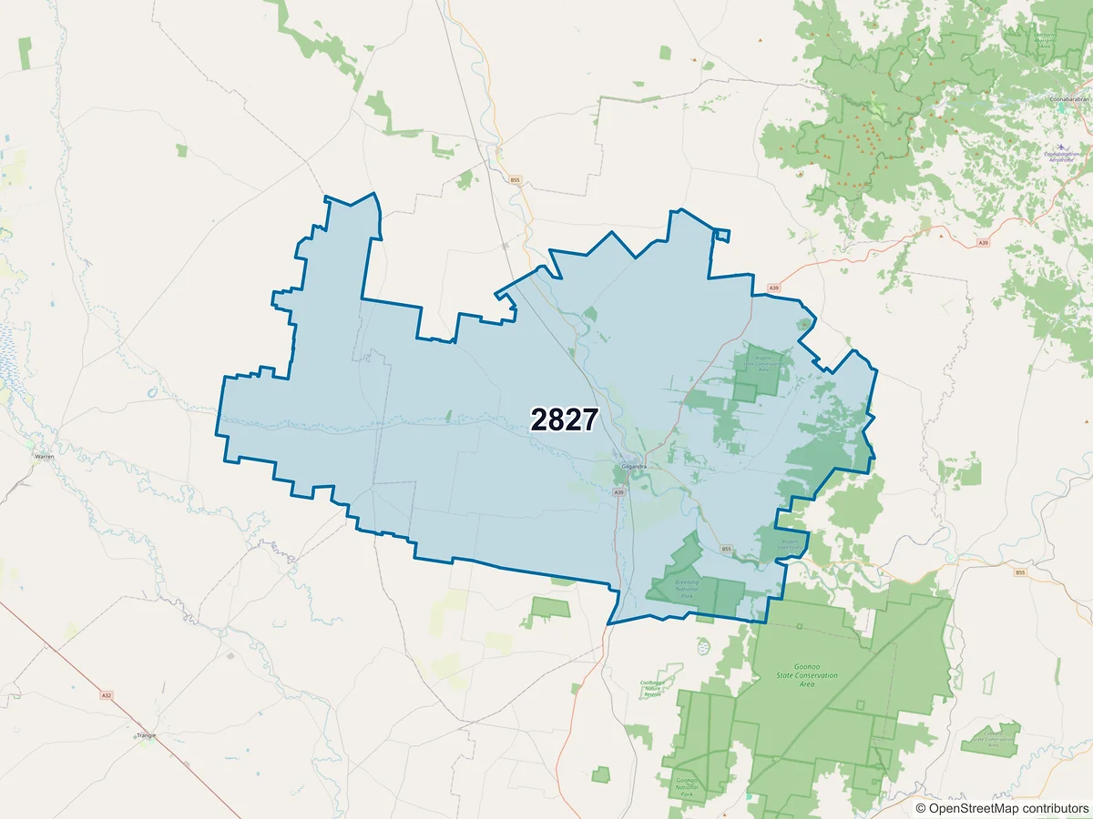 Map of postcode 2827 — Gilgandra, NSW, Australia
