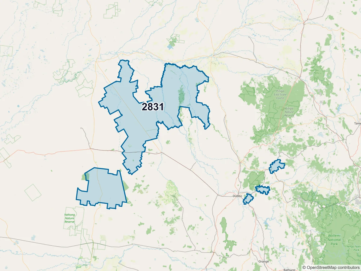 Map of postcode 2831 — Wongarbon, NSW, Australia