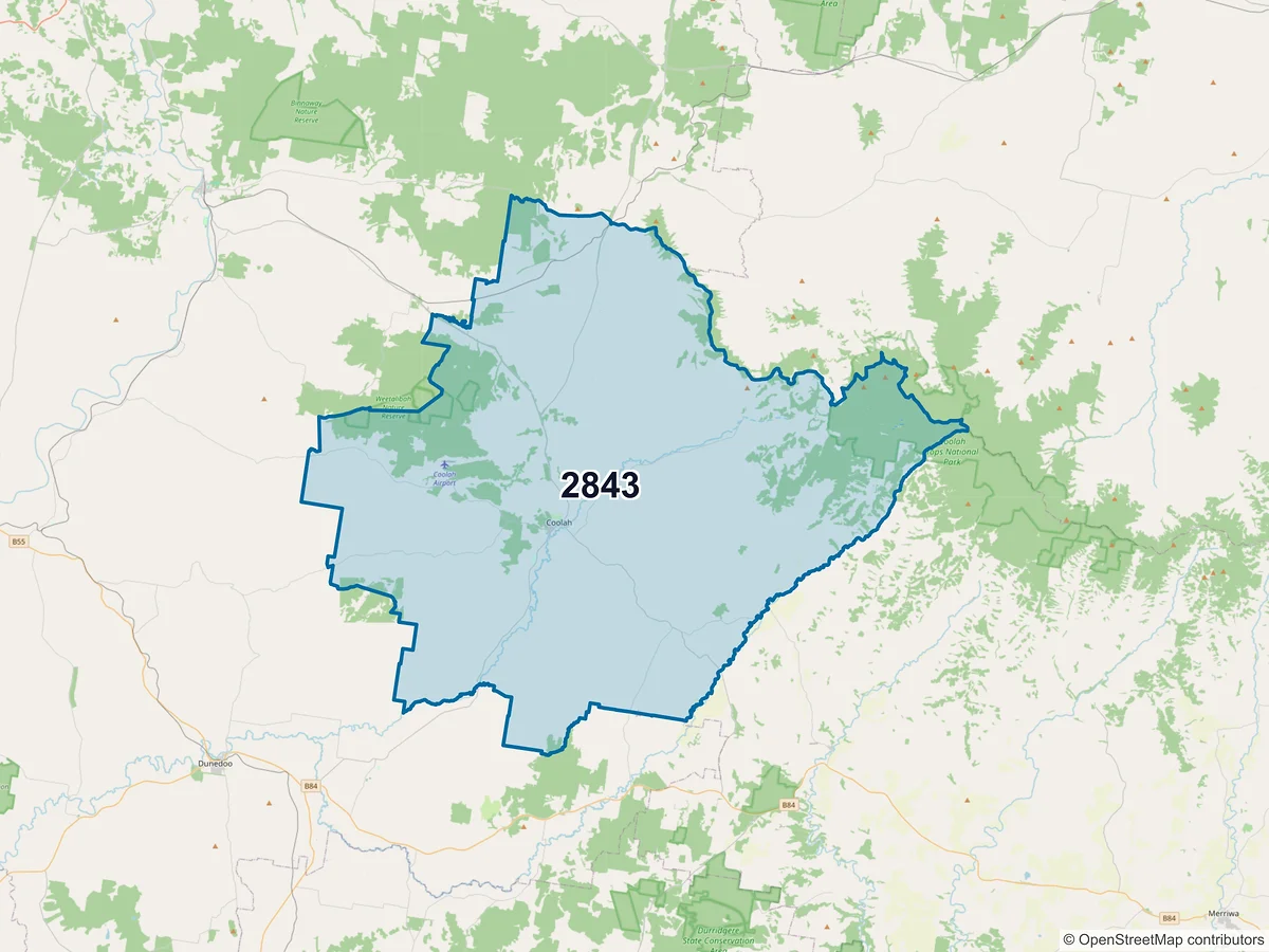 Map of postcode 2843 — Coolah, NSW, Australia