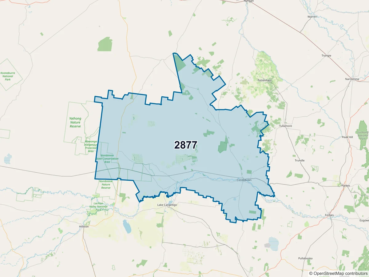 Map of postcode 2877 — Condobolin, NSW, Australia