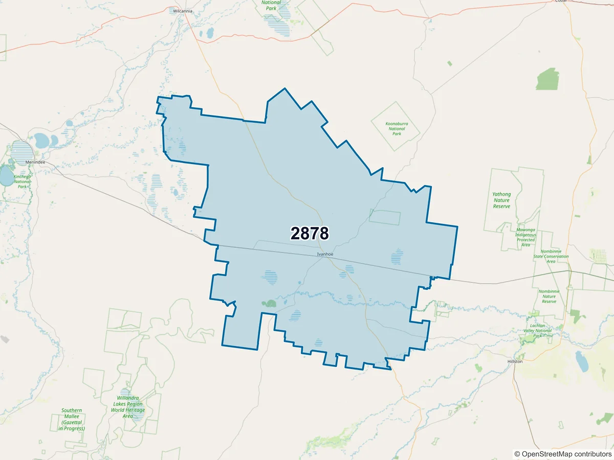 Map of postcode 2878 — Ivanhoe, NSW, Australia