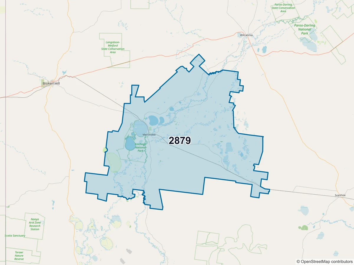 Map of postcode 2879 — Menindee, NSW, Australia