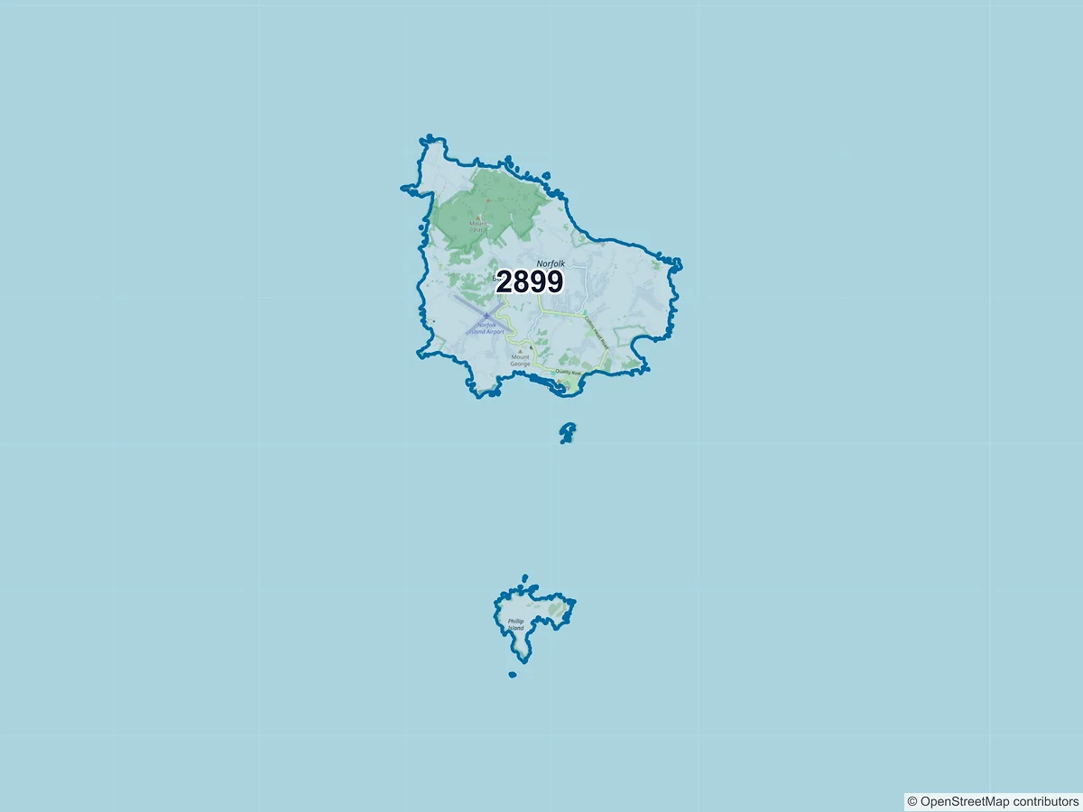 Map of postcode 2899 — Norfolk Island, OT, Australia