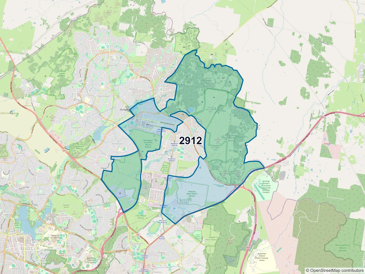 Map of postcode 2912 — Gungahlin, ACT, Australia