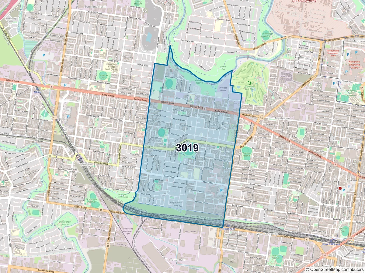 Map of postcode 3019 — Braybrook, VIC, Australia