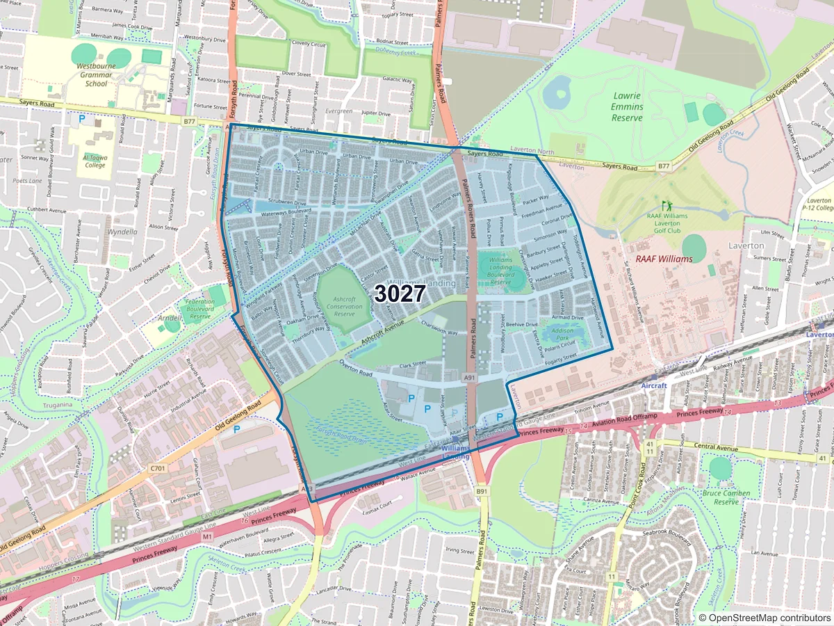 Map of postcode 3027 — Williams Landing, VIC, Australia